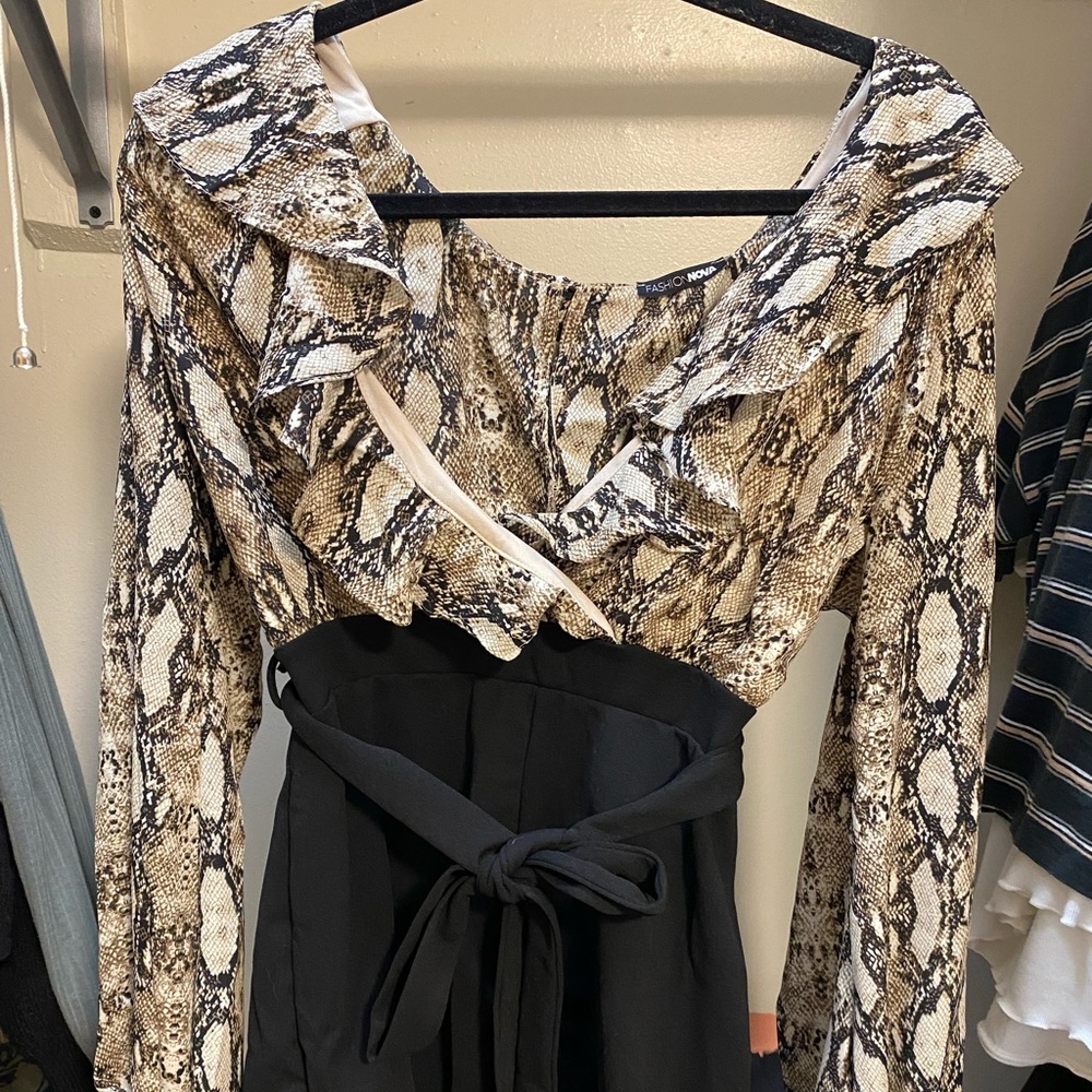 Fashion Nova Romper Snake Print- Size L